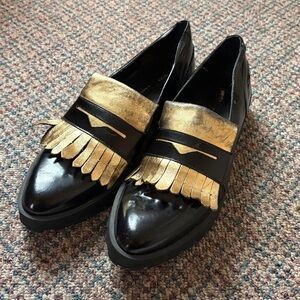 Miista black and gold Loafers NWOB SZ 38